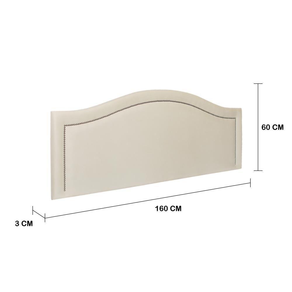 Cabeceira Queen Curva Luxo 160x60 Suede Off White - Tachas Prata - 2