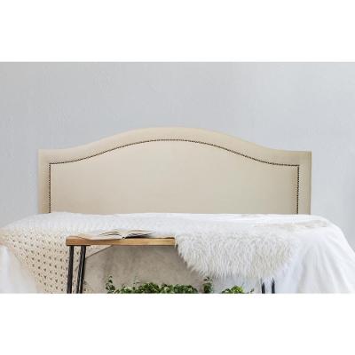 Cabeceira Queen Curva Luxo 160x60 Suede Off White - Tachas Prata