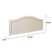 Cabeceira Queen Curva Luxo 160x60 Suede Off White - Tachas Prata - 2