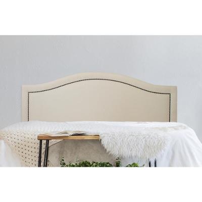 Cabeceira Queen Curva Luxo 160x60 Suede Off White - Tachas Fumê
