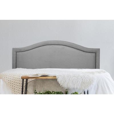Cabeceira Queen Curva Luxo 160x60 Suede Cinza - Tachas Fumê