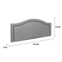 Cabeceira Queen Curva Luxo 160x60 Suede Cinza - Tachas Fumê - 2