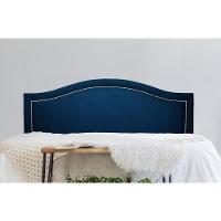 Cabeceira Queen Curva Luxo 160x60 Suede Azul - Tachas Prata - 1