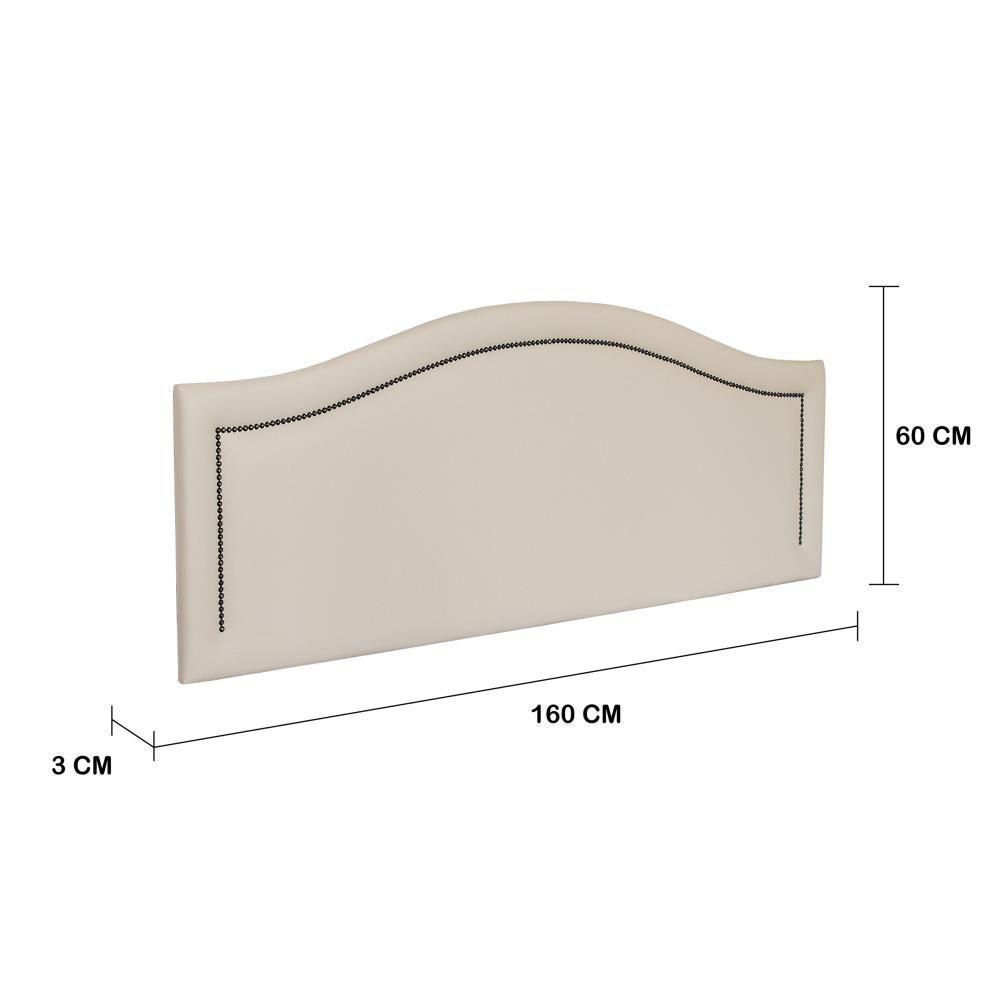 Cabeceira Queen Curva Luxo 160x60 Courino Off White - Tachas Fumê - 2