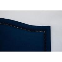 Cabeceira Queen Curva Luxo 160x60 Suede Azul - Tachas Fumê - 3