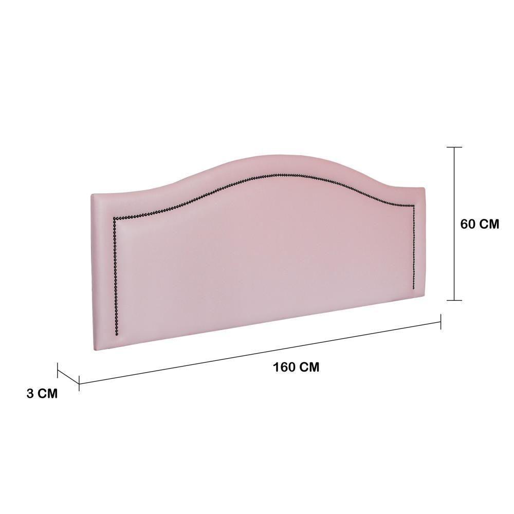 Cabeceira Queen Curva Luxo 160x60 Courino Rosa - Tachas Fumê - 2