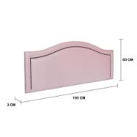 Cabeceira Queen Curva Luxo 160x60 Courino Rosa - Tachas Fumê - 2