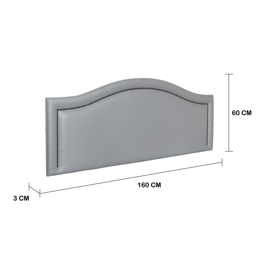 Cabeceira Queen Curva Luxo 160x60 Courino Cinza - Tachas Fumê - 2
