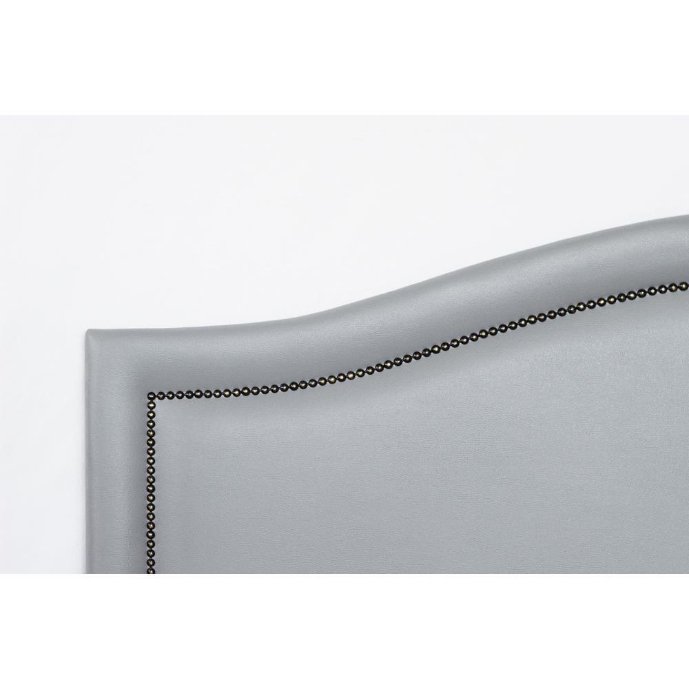 Cabeceira Queen Curva Luxo 160x60 Courino Cinza - Tachas Fumê - 3