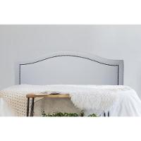 Cabeceira Queen Curva Luxo 160x60 Courino Branco - Tachas Fumê - 1