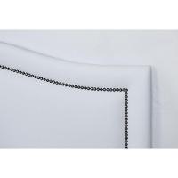 Cabeceira Queen Curva Luxo 160x60 Courino Branco - Tachas Fumê - 3