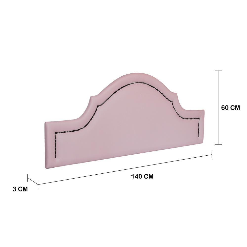 Cabeceira Casal Provençal Luxo 140x60 Courino Rosa - Tachas Fumê - 2