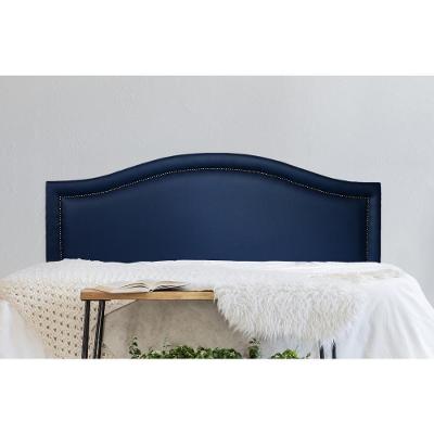 Cabeceira Queen Curva Luxo 160x60 Courino Azul - Tachas Fumê
