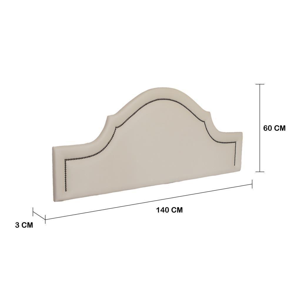 Cabeceira Casal Provençal Luxo 140x60 Courino Off White - Tachas Fumê - 2