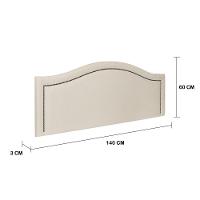 Cabeceira Casal Curva Luxo 140x60 Suede Off White - Tachas Fumê - 2