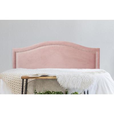 Cabeceira Casal Curva Luxo 140x60 Veludo Rosê - Tachas Prata