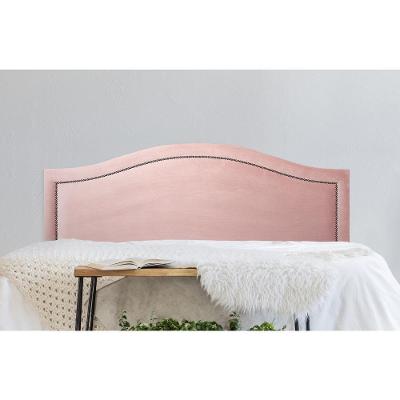 Cabeceira Casal Curva Luxo 140x60 Veludo Rosê - Tachas Fumê