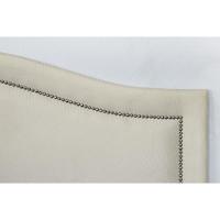 Cabeceira Casal Curva Luxo 140x60 Suede Off White - Tachas Prata - 3