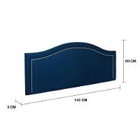 Cabeceira Casal Curva Luxo 140x60 Suede Azul - Tachas Prata - 2