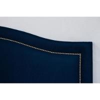 Cabeceira Casal Curva Luxo 140x60 Suede Azul - Tachas Prata - 3