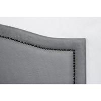 Cabeceira Casal Curva Luxo 140x60 Suede Cinza - Tachas Fumê - 3