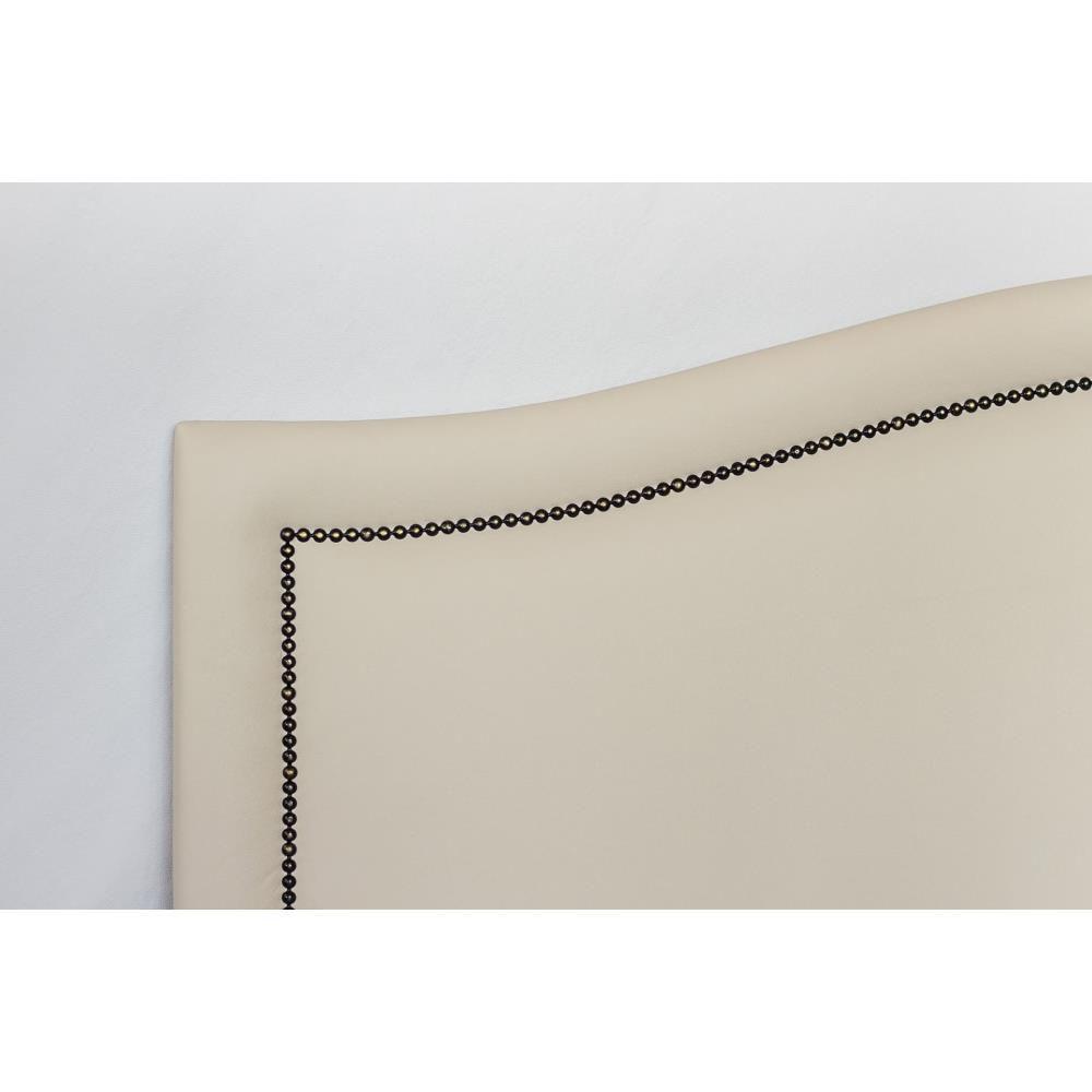 Cabeceira Casal Curva Luxo 140x60 Courino Off White - Tachas Fumê - 3