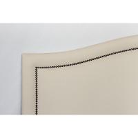 Cabeceira Casal Curva Luxo 140x60 Courino Off White - Tachas Fumê - 3