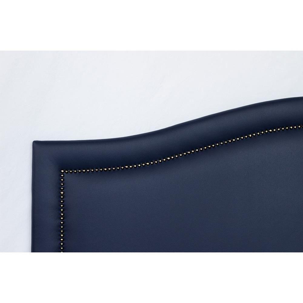 Cabeceira Casal Curva Luxo 140x60 Courino Azul - Tachas Fumê - 3