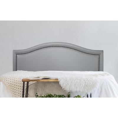 Cabeceira Casal Curva Luxo 140x60 Courino Cinza - Tachas Fumê