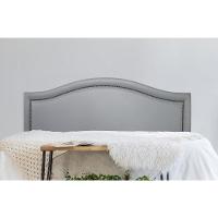 Cabeceira Casal Curva Luxo 140x60 Courino Cinza - Tachas Fumê - 1