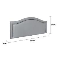 Cabeceira Casal Curva Luxo 140x60 Courino Cinza - Tachas Fumê - 2