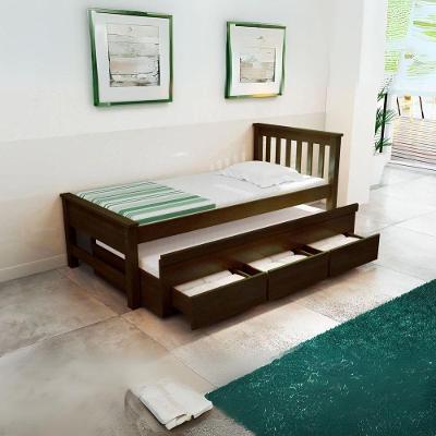 Bicama Esmeralda Cor Castanho + 2 Colchões Ortobom D28