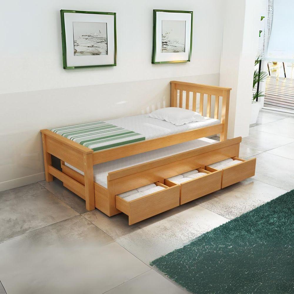 Bicama 3 Gavetas Esmeralda Cor Mel + 2 Colchões Ortobom D28 - 1