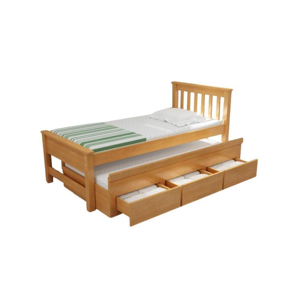 Bicama 3 Gavetas Esmeralda Cor Mel + 2 Colchões Ortobom D28 - 2