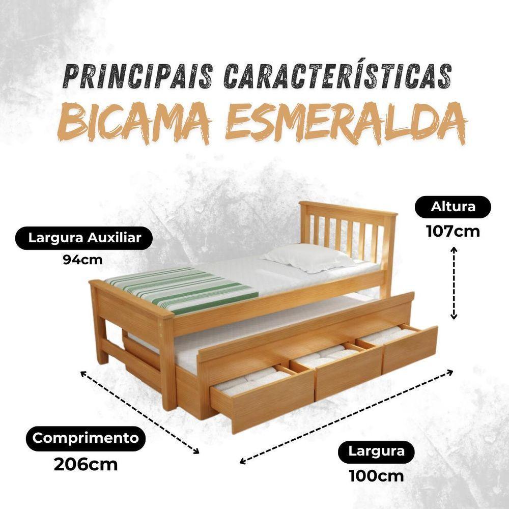 Bicama 3 Gavetas Esmeralda Cor Mel + 2 Colchões Ortobom D28 - 5