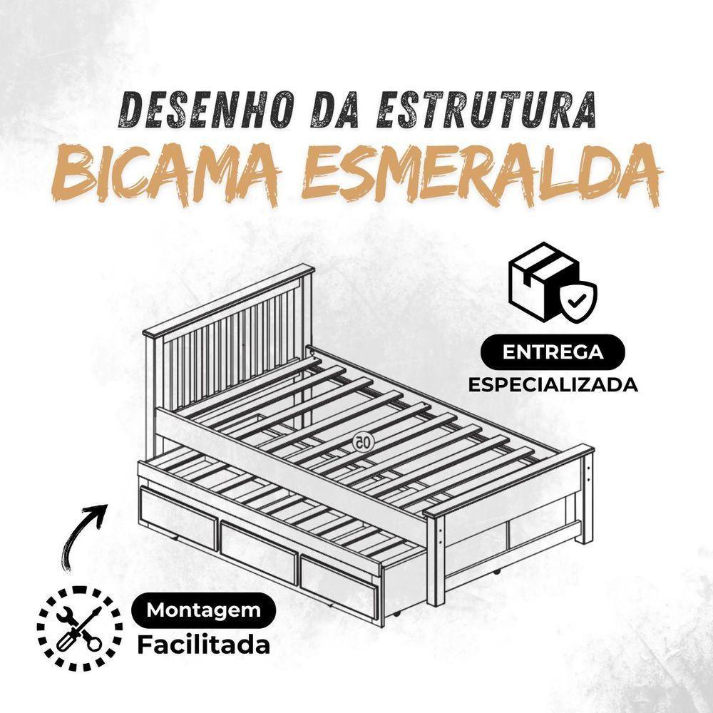 Bicama 3 Gavetas Esmeralda Cor Mel + 2 Colchões Ortobom D28 - 8