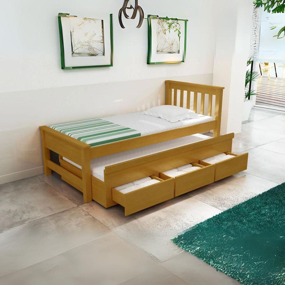 Bicama 3 Gavetas Esmeralda Cor Imbuia + 2 Colchões Ortobom D28 - 1