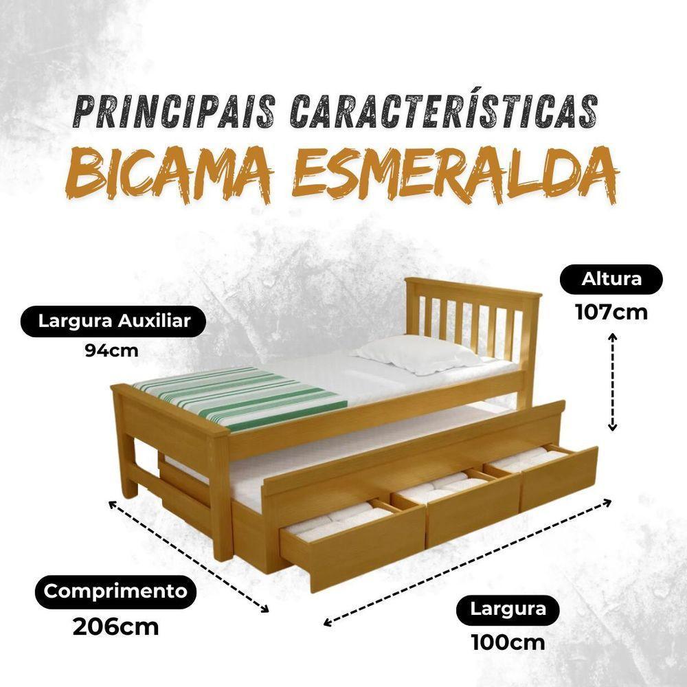 Bicama 3 Gavetas Esmeralda Cor Imbuia + 2 Colchões Ortobom D28 - 5