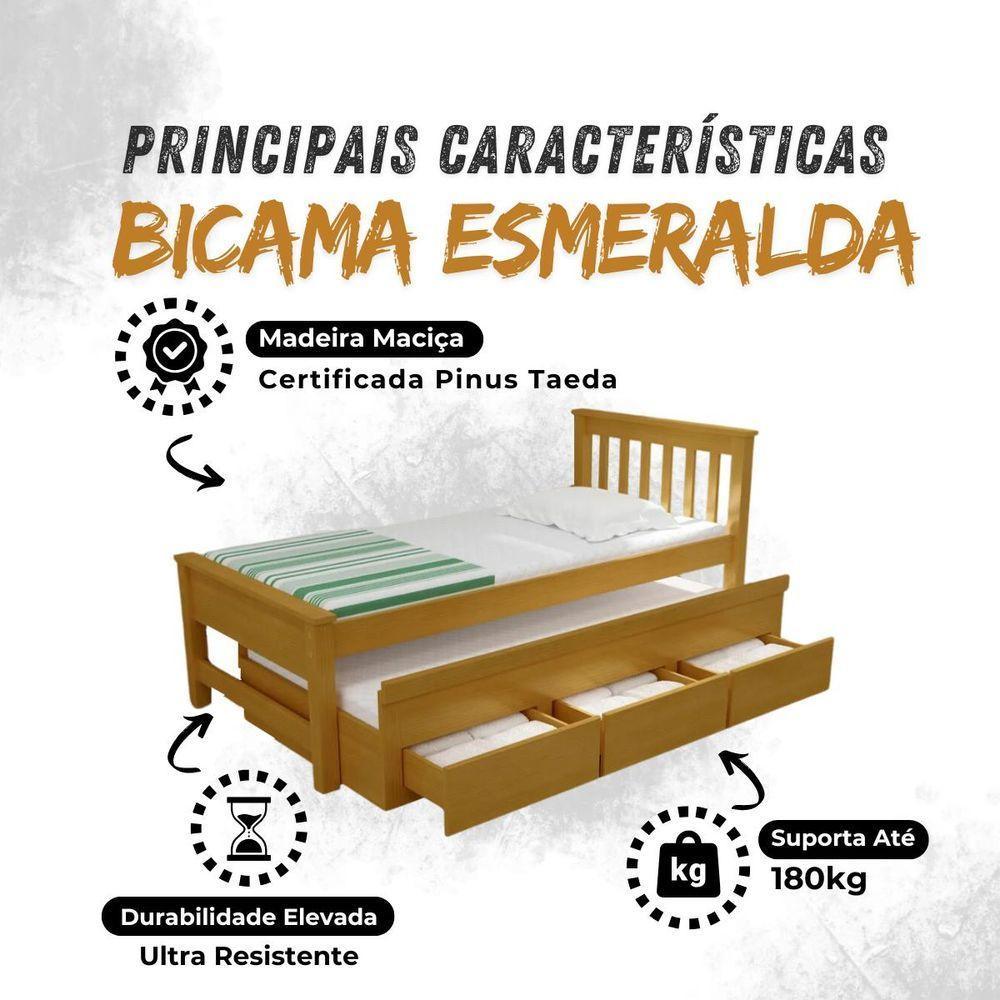 Bicama 3 Gavetas Esmeralda Cor Imbuia + 2 Colchões Ortobom D28 - 7