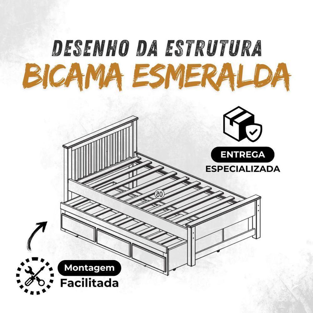 Bicama 3 Gavetas Esmeralda Cor Imbuia + 2 Colchões Ortobom D28 - 8