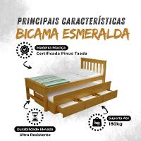 Bicama 3 Gavetas Esmeralda Cor Imbuia + 2 Colchões Ortobom D28 - 7