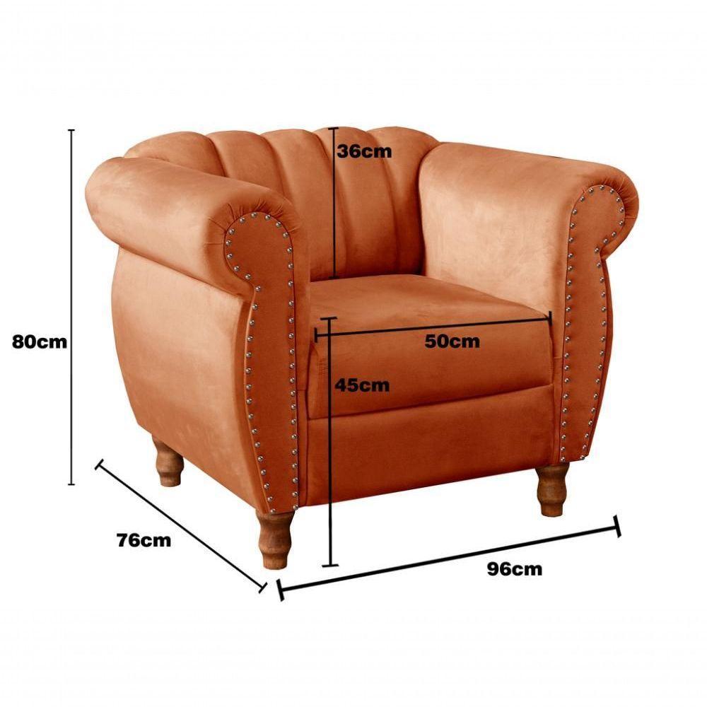 Poltrona Realeza Veludo Terracota 400 - Bella Decor - 5