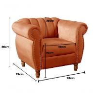 Poltrona Realeza Veludo Terracota 400 - Bella Decor - 5