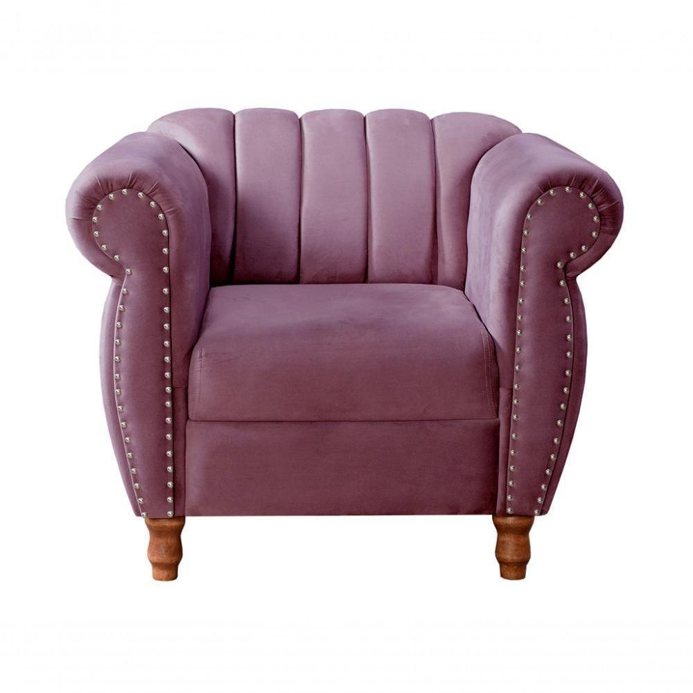 Poltrona Realeza Veludo Roxo 380 - Bella Decor - 1
