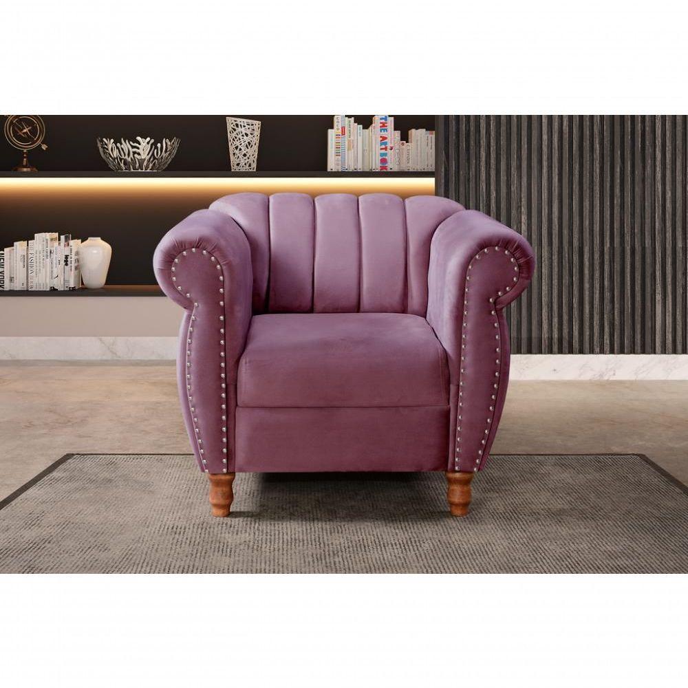 Poltrona Realeza Veludo Roxo 380 - Bella Decor - 4