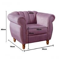 Poltrona Realeza Veludo Roxo 380 - Bella Decor - 5