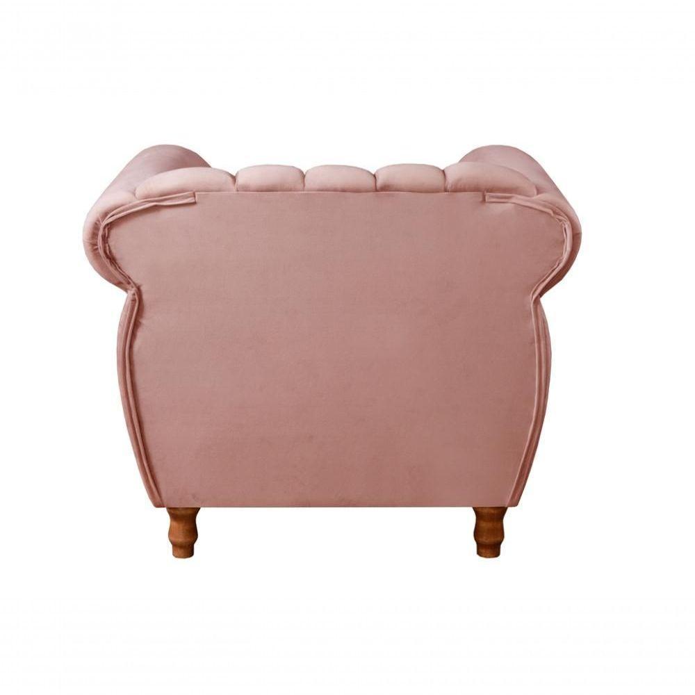 Poltrona Realeza Veludo Rosê 390 - Bella Decor - 3