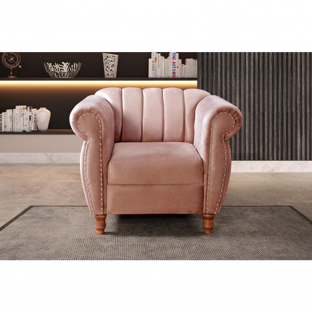 Poltrona Realeza Veludo Rosê 390 - Bella Decor - 4