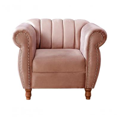 Poltrona Realeza Veludo Rosê Marrom Bella Decor