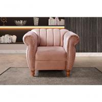 Poltrona Realeza Veludo Rosê 390 - Bella Decor